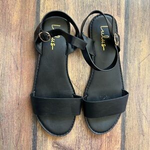 Lulu's Elegant Black Strap Sandals
